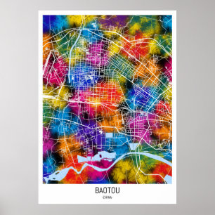 Poster Mapa da Cidade da China Baotou