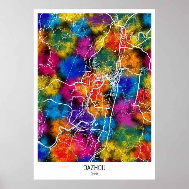 Poster Mapa da Cidade da China Dazhou (Frente)