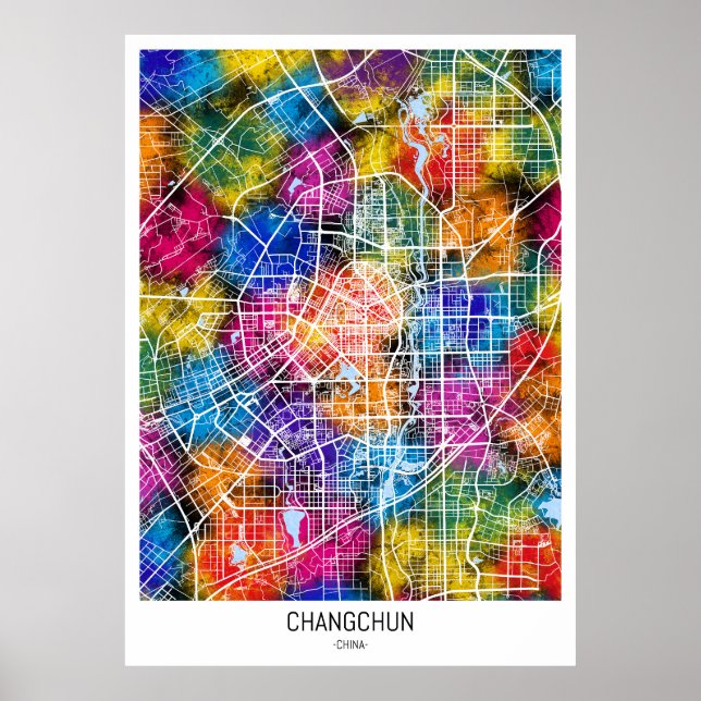 Poster Mapa da Cidade da China de Changchun (Frente)