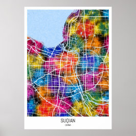 Poster Mapa da Cidade da China Suqiana