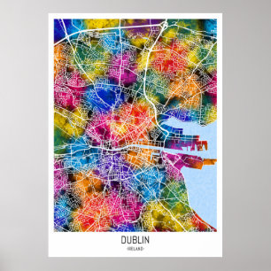 Poster Mapa da Cidade da Irlanda de Dublin