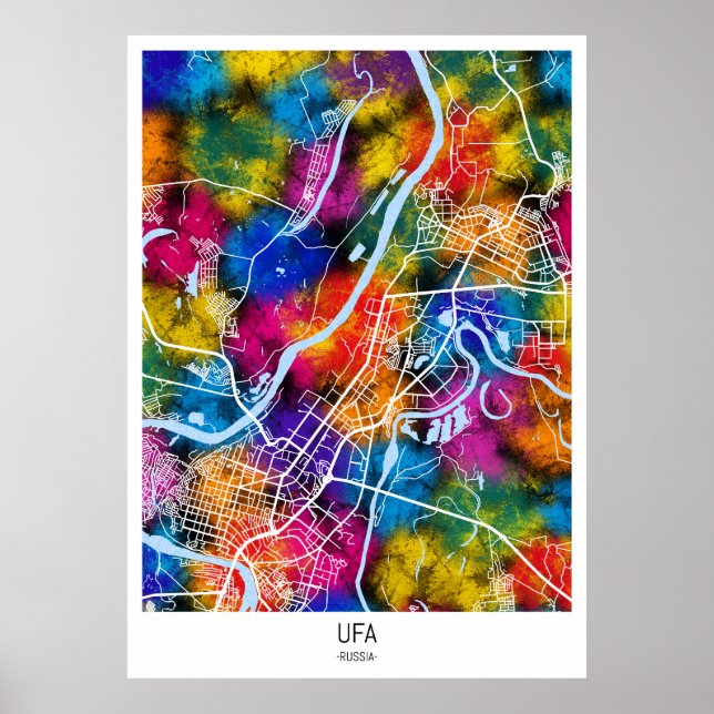 Poster Mapa da Cidade da Rússia Ufa (Frente)