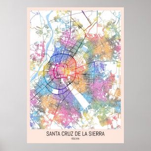 Poster Mapa da Cidade da Serra Bolívia papais noeis Cruz 