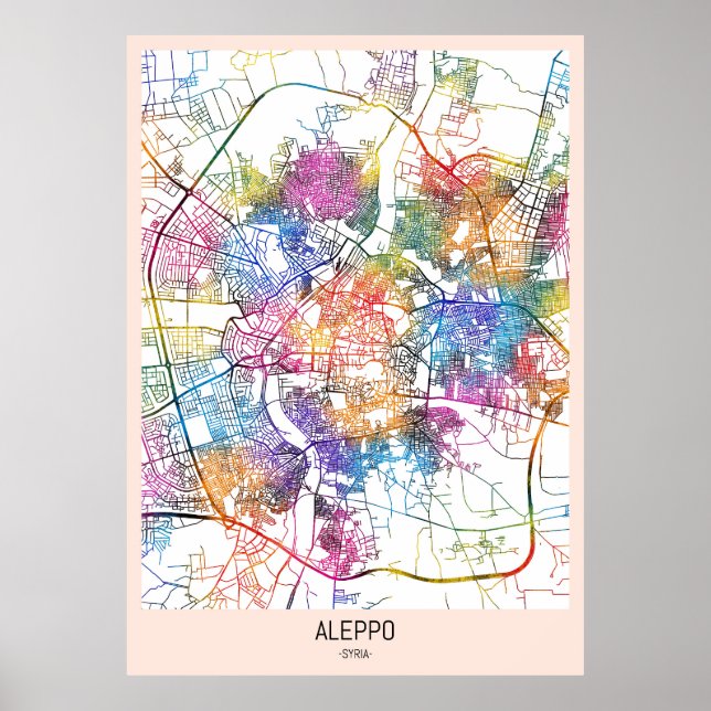 Poster Mapa da Cidade da Síria em Aleppo (Frente)