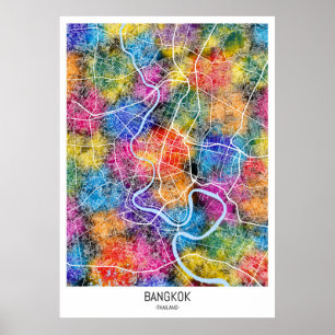 Poster Mapa da Cidade da Tailândia em Bangkok