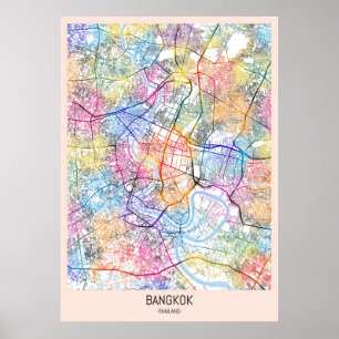 Poster Mapa da Cidade da Tailândia em Bangkok