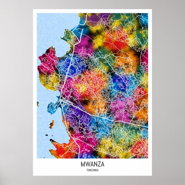 Poster Mapa da Cidade da Tanzânia (Frente)