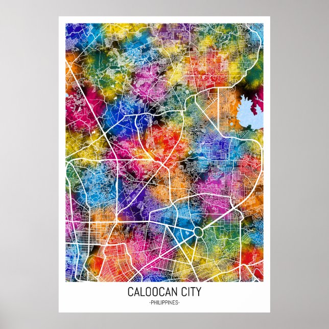 Poster Mapa da Cidade das Filipinas no Caloocan (Frente)