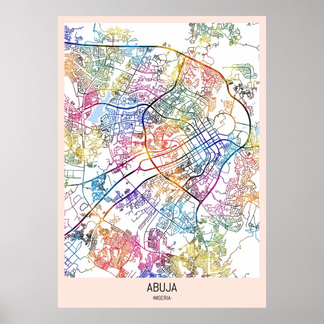 Poster Mapa da Cidade de Abuja Nigéria (Frente)