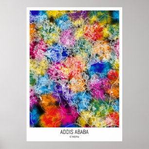 Poster Mapa da Cidade de Addis Ababa na Etiópia