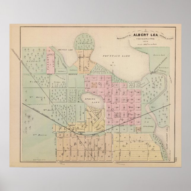 Póster Mapa da Cidade de Albert Lea, Minnesota (Frente)
