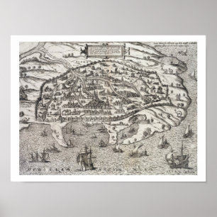 Póster Mapa da cidade de Alexandria em Egipto, c.1625