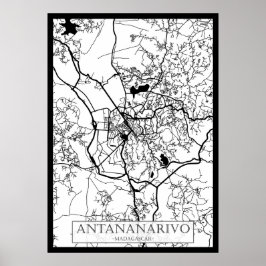 Poster Mapa da Cidade de Antananarivo Madagascar