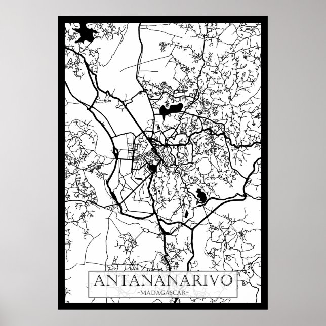 Poster Mapa da Cidade de Antananarivo Madagascar (Frente)