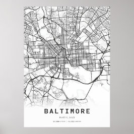 Poster Mapa da cidade de Baltimore