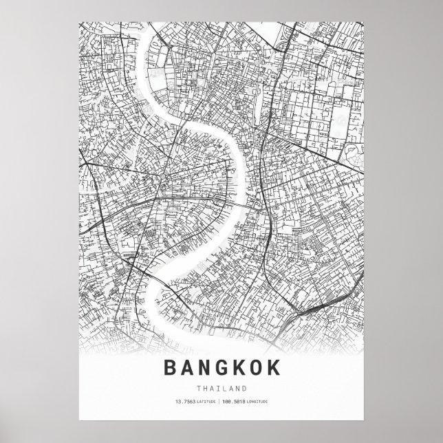 Poster Mapa da cidade de Bangkok (Frente)