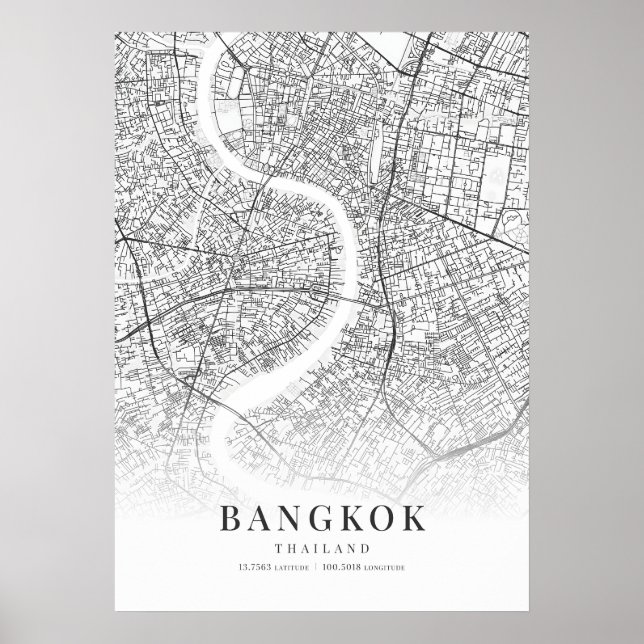 Poster Mapa da cidade de Bangkok (Frente)