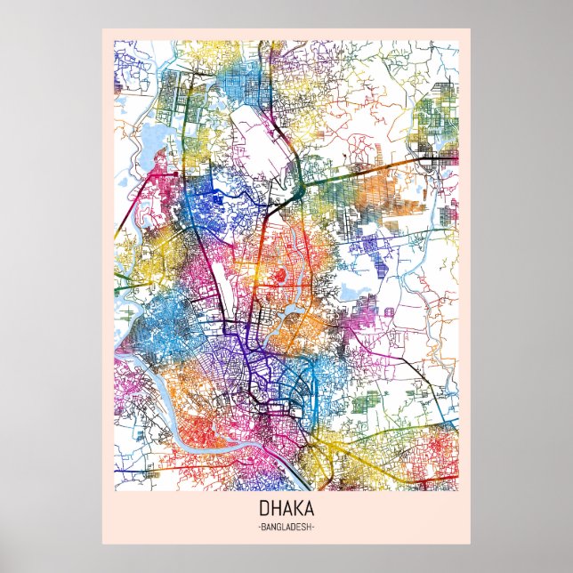 Poster Mapa da cidade de Bangladesh (Frente)