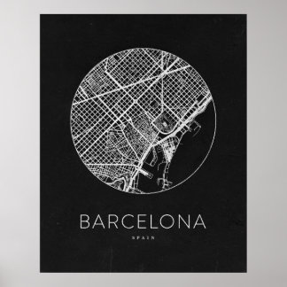 Poster Mapa da cidade de Barcelona minimalista