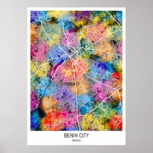 Poster Mapa da Cidade de Benin, Nigéria