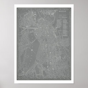 Póster Mapa da cidade de Boston