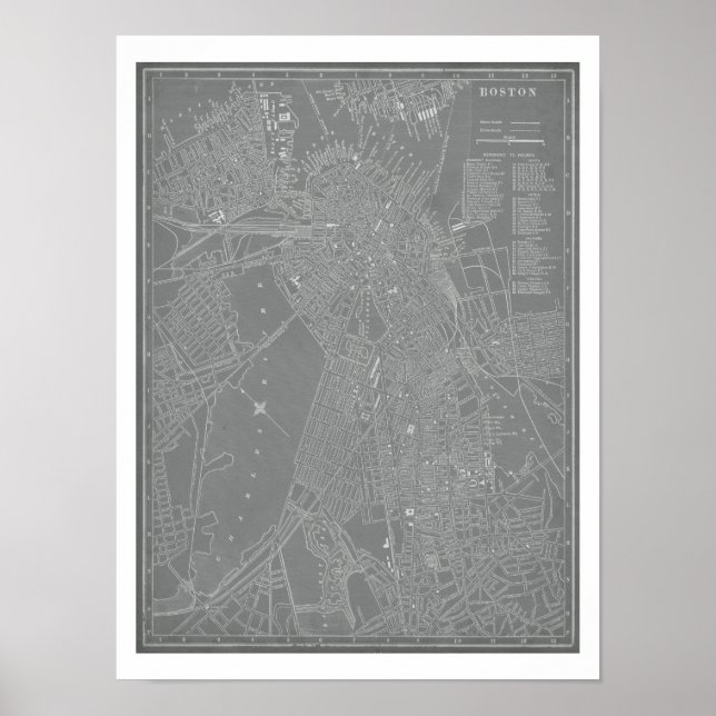 Póster Mapa da Cidade de Boston (Frente)
