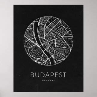 Poster Mapa da Cidade de Budapeste minimalista