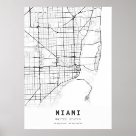 Poster Mapa da cidade de cartografia de Miami