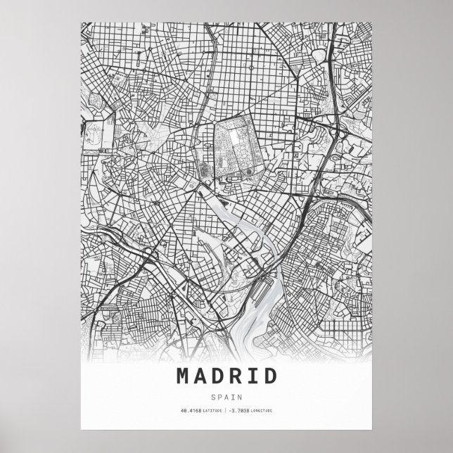 Poster Mapa da cidade de cartografia em Madrid (Frente)