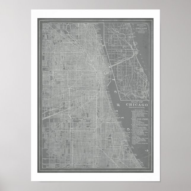 Póster Mapa da cidade de Chicago (Frente)