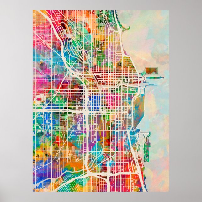 Póster Mapa da cidade de Chicago (Frente)