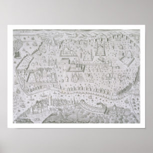 Poster Mapa da cidade de Constantinople, Turquia, c.1650