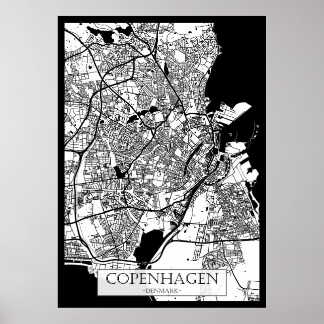 Poster Mapa da Cidade de Copenhague Dinamarca (Frente)