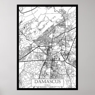 Poster Mapa da Cidade de Damasco Síria