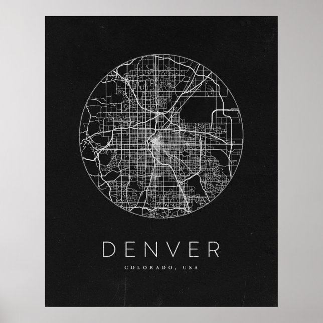 Poster Mapa da cidade de Denver minimalista (Frente)