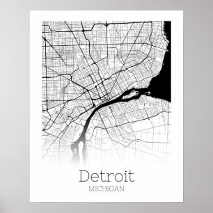 Poster Mapa da Cidade de Detroit