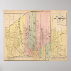 Poster Mapa da Cidade de Detroit