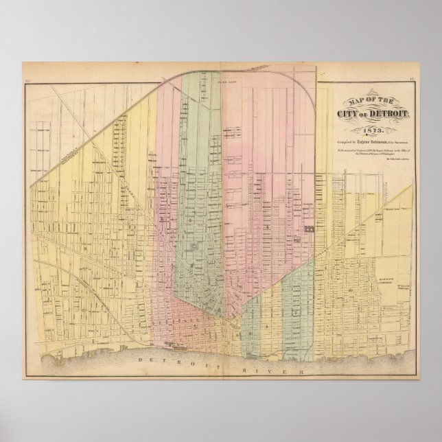 Poster Mapa da Cidade de Detroit (Frente)