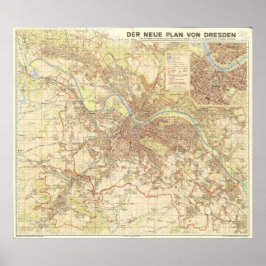 Poster Mapa da Cidade de Dresden de 1947, Desenho Urbano