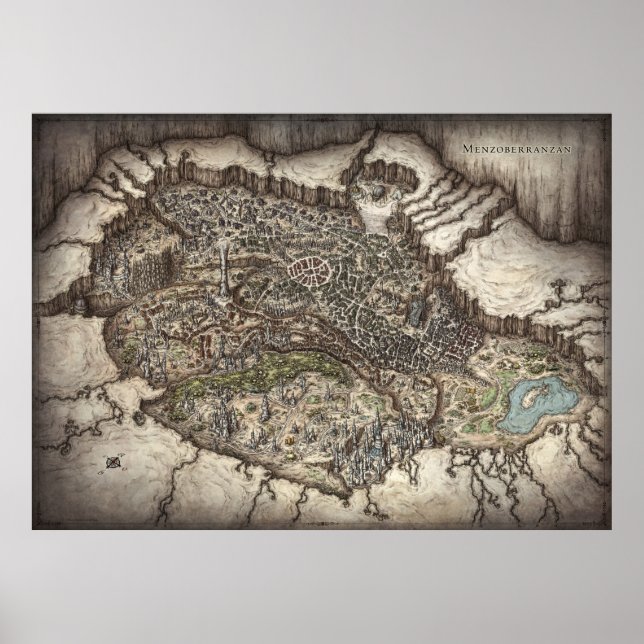 Poster Mapa da cidade de Drow de Menzoberranzan (Frente)