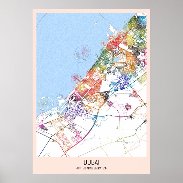Poster Mapa da Cidade de Dubai EAU (Frente)