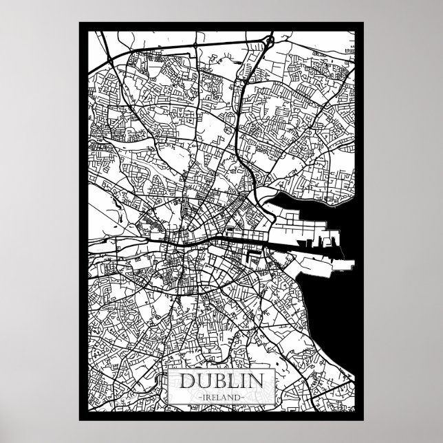 Poster Mapa da Cidade de Dublin Irlanda (Frente)
