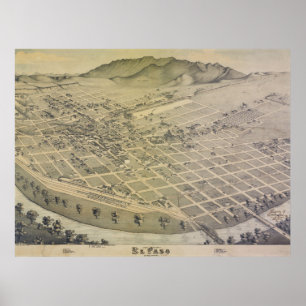 Poster Mapa da Cidade de El Paso, 1886