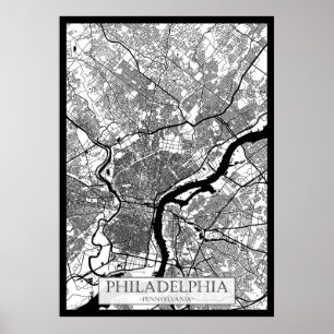 Poster Mapa da Cidade de Filadélfia EUA