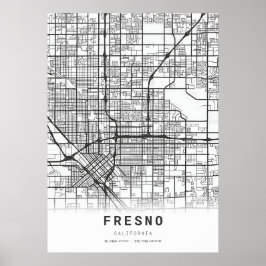 Poster Mapa da cidade de Fresno