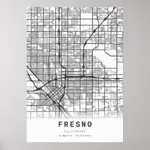 Poster Mapa da cidade de Fresno