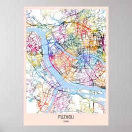 Poster Mapa da Cidade de Fuzhou China