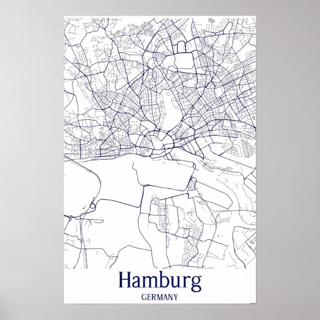 Poster Mapa da Cidade de Hamburgo Alemanha (Frente)