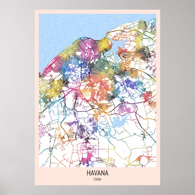 Poster Mapa da Cidade de Havana Cuba (Frente)