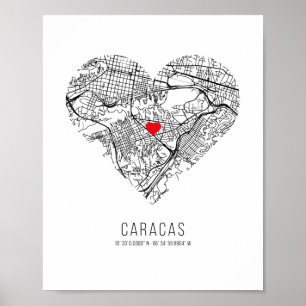 Poster Mapa da Cidade de Heart Caracas (Venezuela)